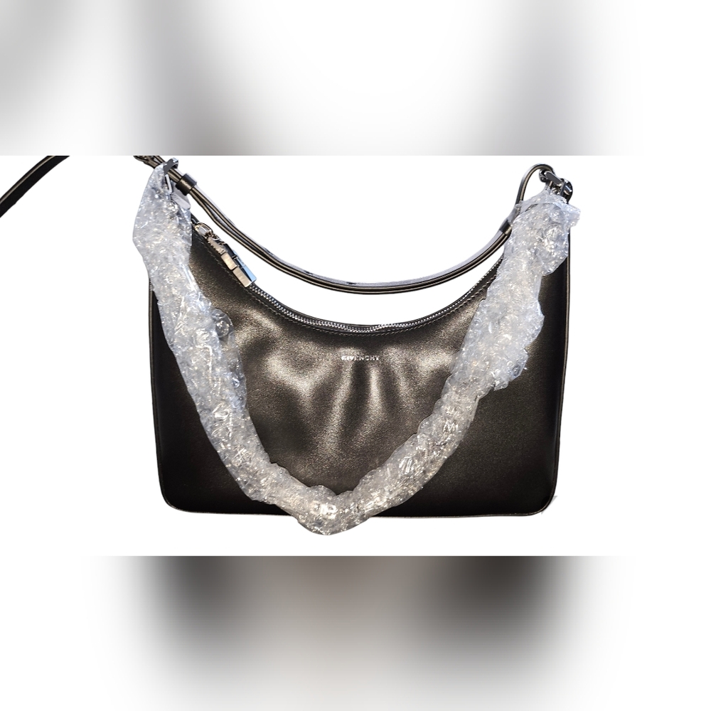 Givenchy Small Moon Cut Calfskin Leather Black Shoulder Bag